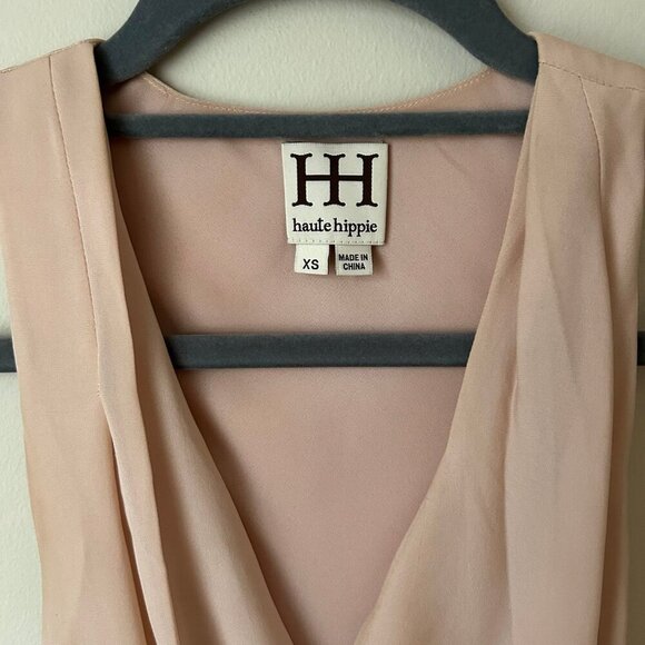 Haute Hippie Light Blush Pink Scoop Neck Asymmetrical Slit Silk Dress Size XS - Picture 2 of 7